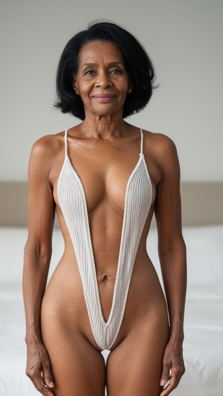 White Striped Backless Monokini